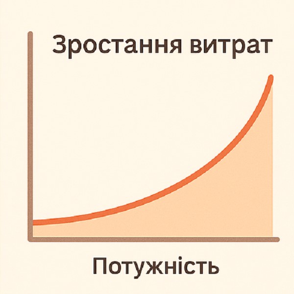 alt="Графік зростання витрат електроенергії залежно від потужності кондиціонера"
